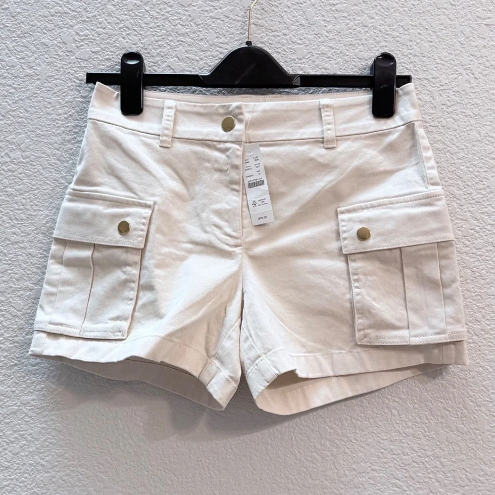 NWT J. Crew Sz 0 Cargo Chino shorts in natural $79.50